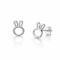 Preview: 925 Sterling Silber Hasen Ohrstecker Damen – Zirkonia – Rhodiniert – Süße Hase Ohrringe Silber 8 mm